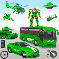 Army Bus Robot Car Game 3d